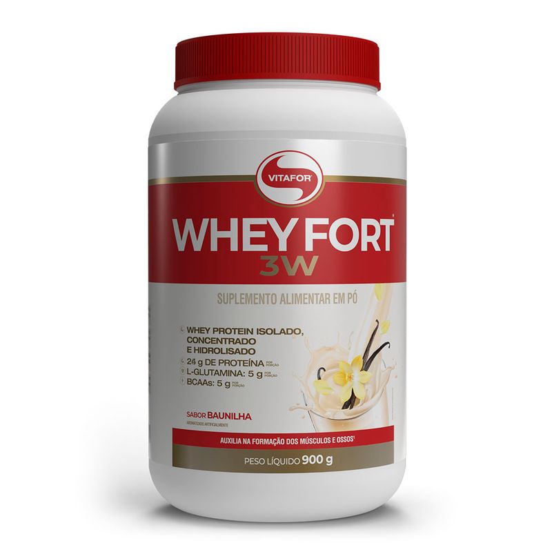 Whey fort 3W - 900g baunilha - Vitafor