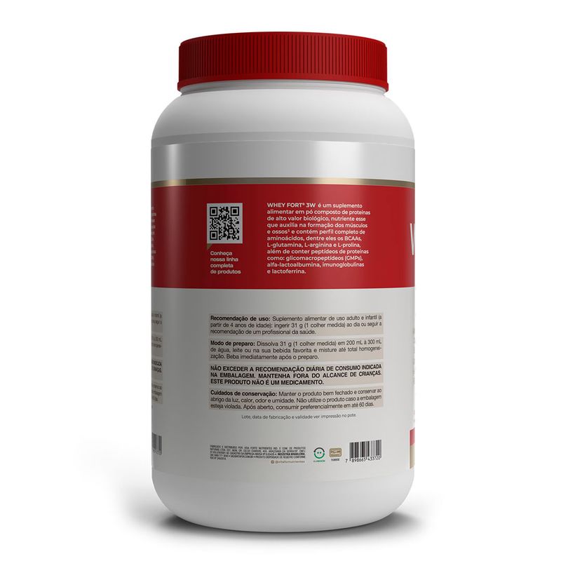 Whey fort 3W - 900g Chocolate - Vitafor