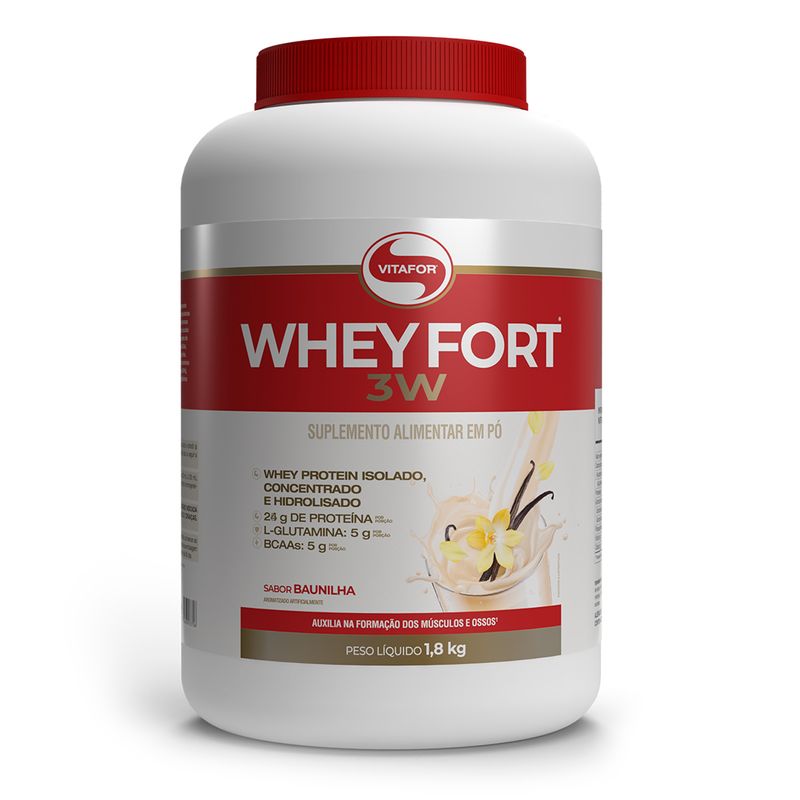 Whey fort 3W - 1.800g baunilha - Vitafor